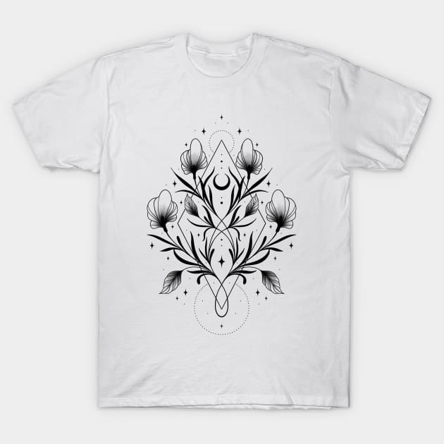 Floral Symmetry T-Shirt by Cosmic Queers